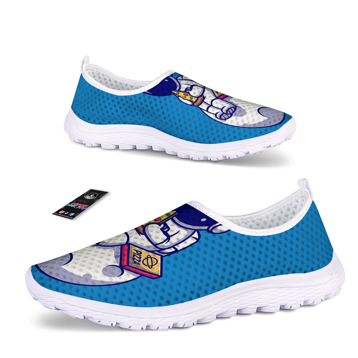 Cute Astronaut Eating Pizza Print Nurse Shoes-grizzshop