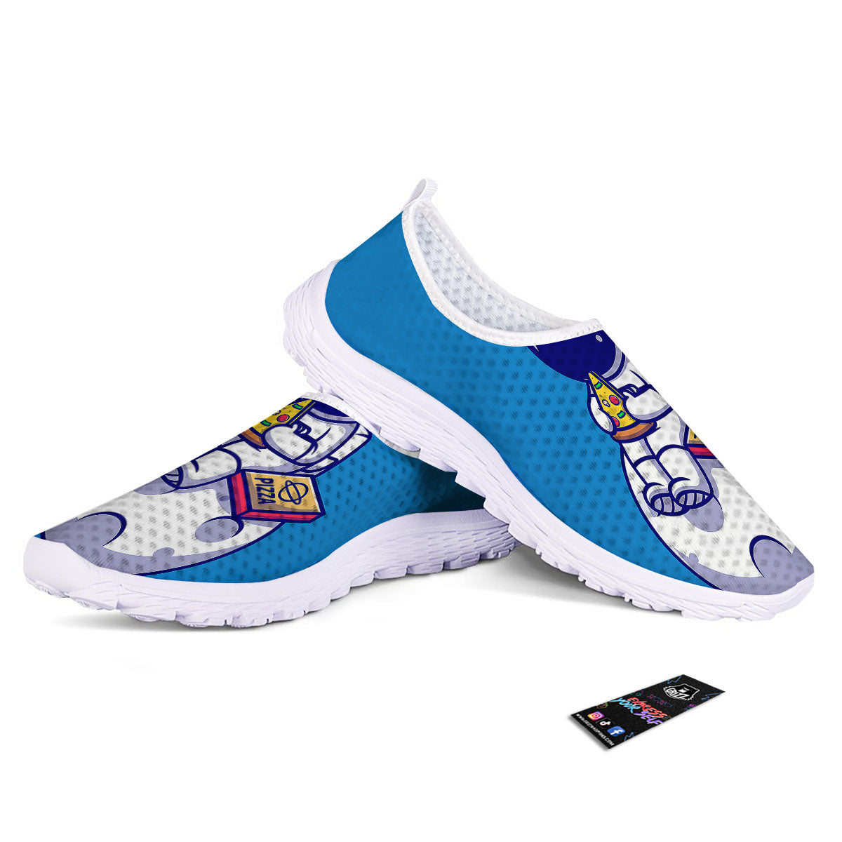 Cute Astronaut Eating Pizza Print Nurse Shoes-grizzshop