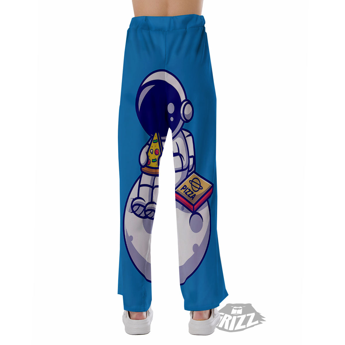 Cute Astronaut Eating Pizza Print Pajama Pants-grizzshop