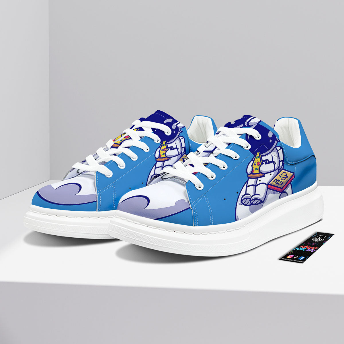 Cute Astronaut Eating Pizza Print Platform Shoes-grizzshop