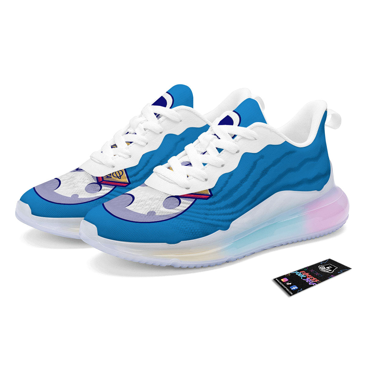 Cute Astronaut Eating Pizza Print Running Sneakers-grizzshop