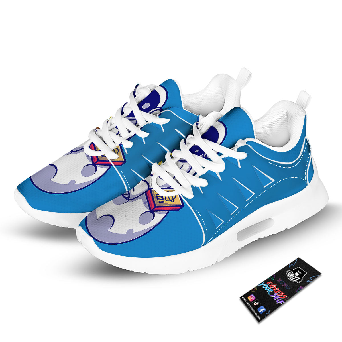 Cute Astronaut Eating Pizza Print Tennis Shoes-grizzshop