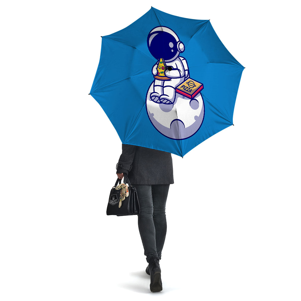 Cute Astronaut Eating Pizza Print Umbrella-grizzshop