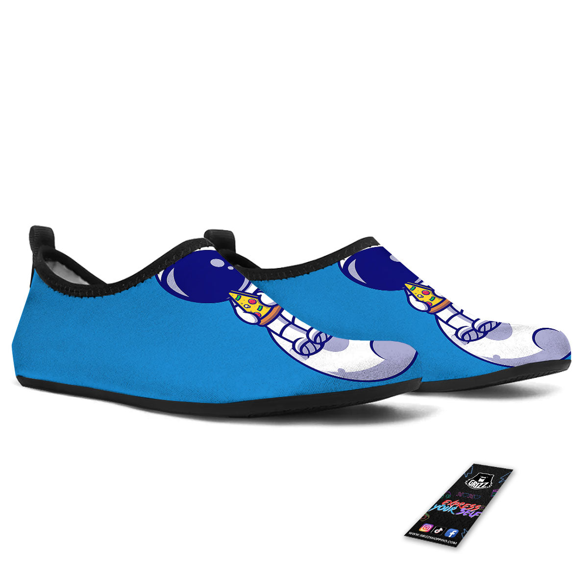 Cute Astronaut Eating Pizza Print Water Shoes-grizzshop