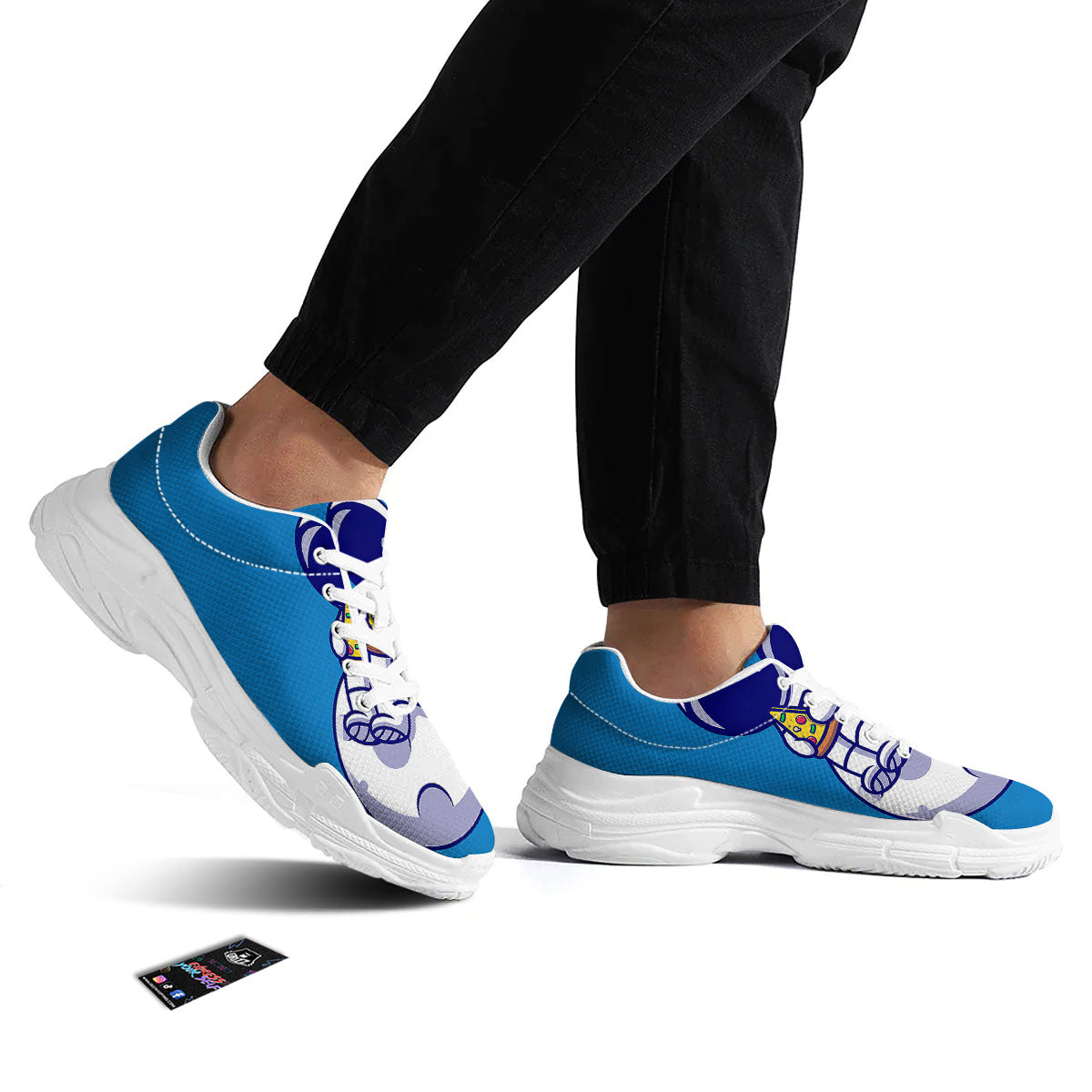 Cute Astronaut Eating Pizza Print White Chunky Shoes-grizzshop