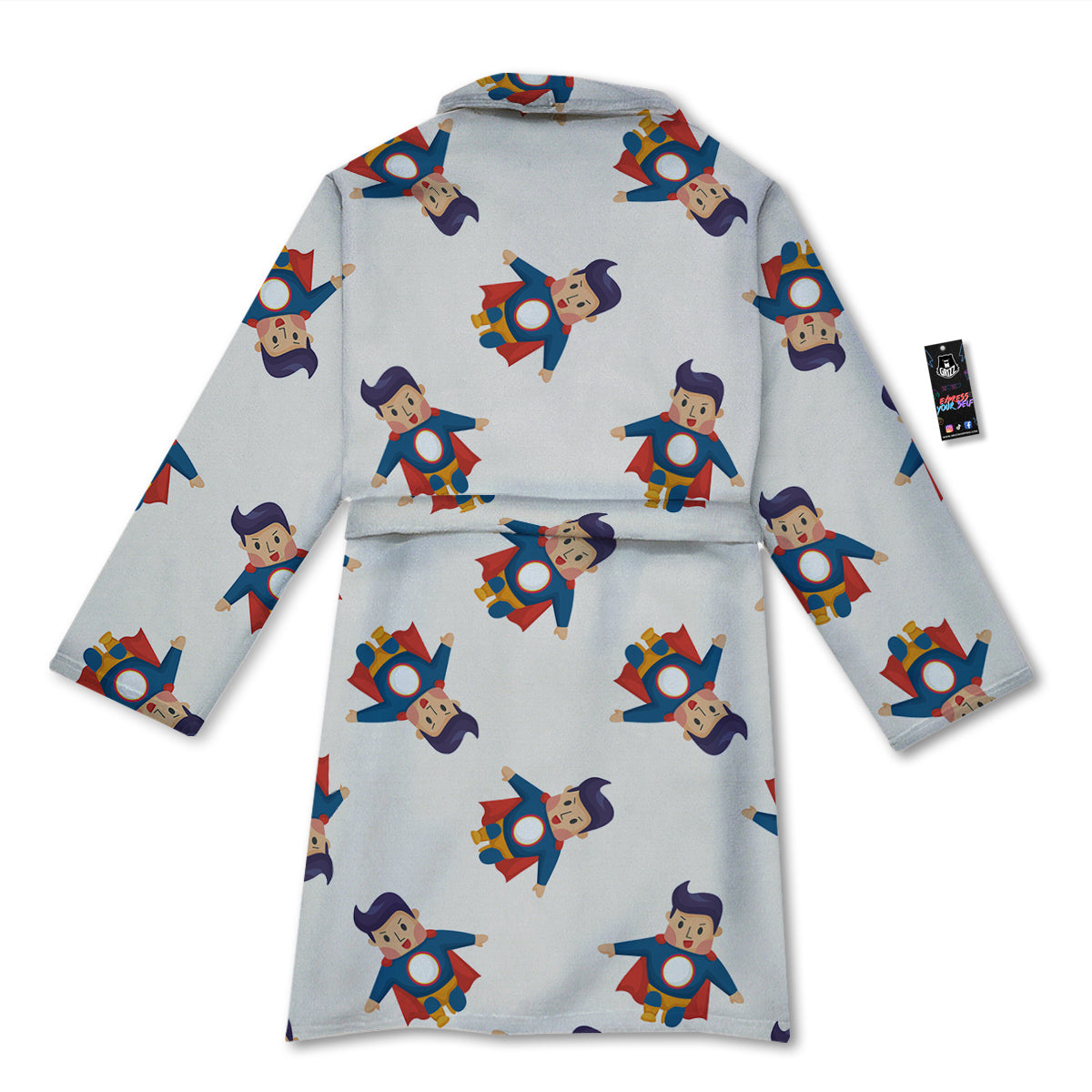 Cute Baby Hero Print Pattern Bathrobe-grizzshop