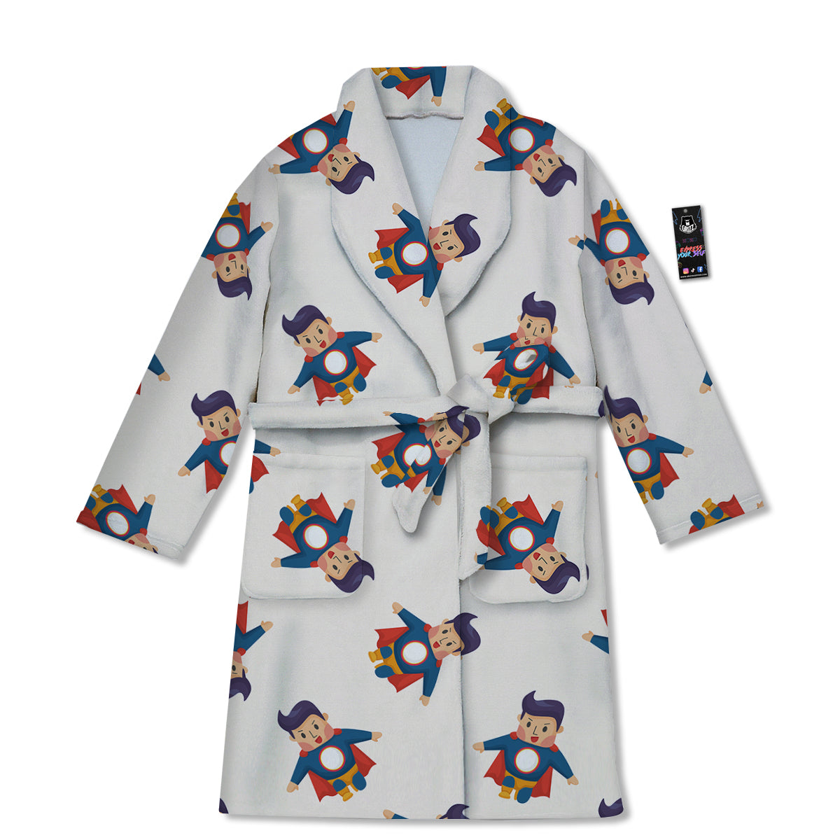 Cute Baby Hero Print Pattern Bathrobe-grizzshop