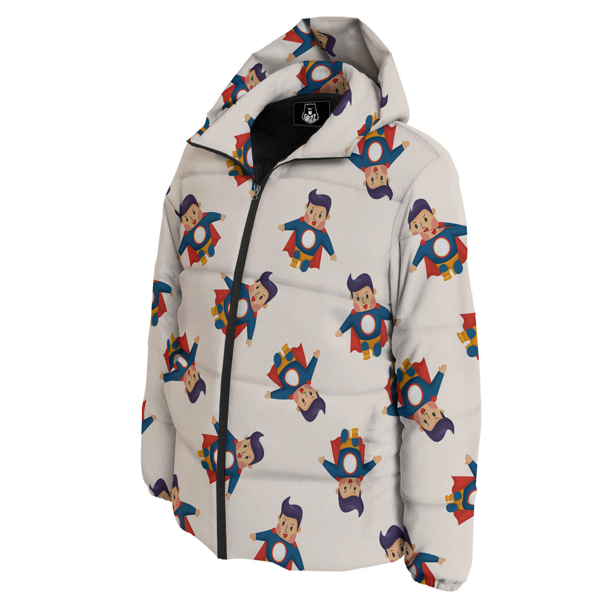 Cute Baby Hero Print Pattern Down Jacket-grizzshop