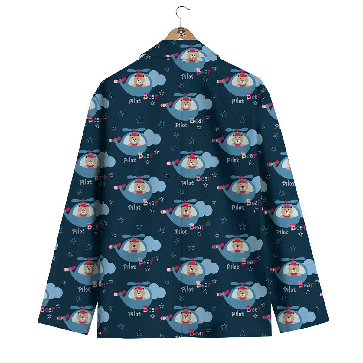Cute Bear And Helicopter Print Pattern Men's Blazer-grizzshop