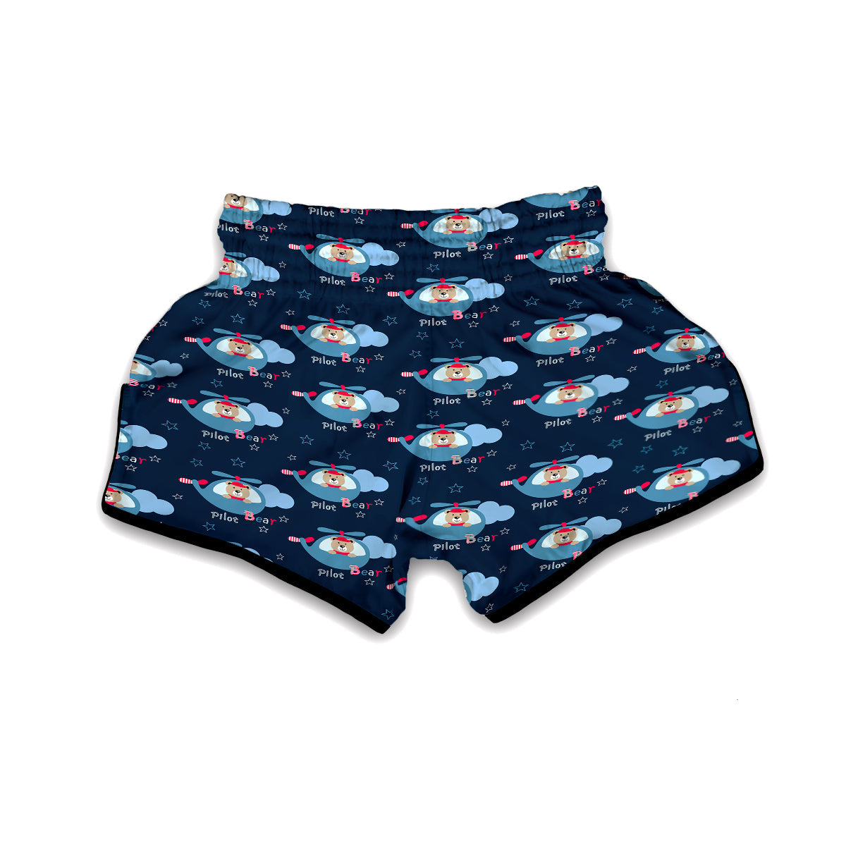 Cute Bear And Helicopter Print Pattern Muay Thai Boxing Shorts-grizzshop