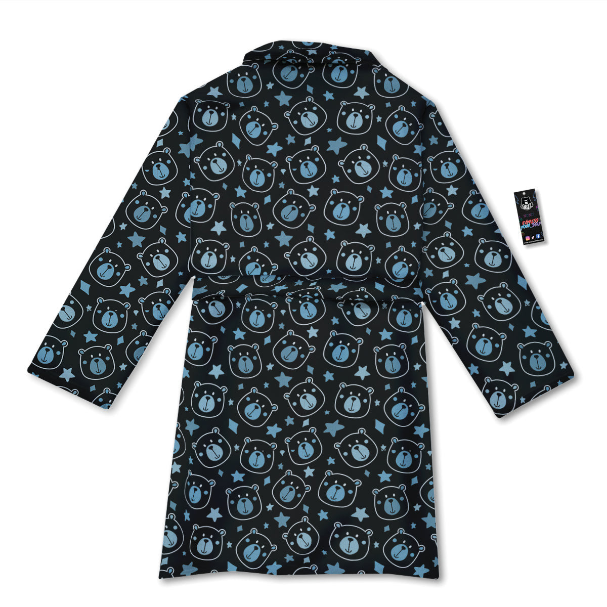Cute Bear Black Print Pattern Bathrobe-grizzshop