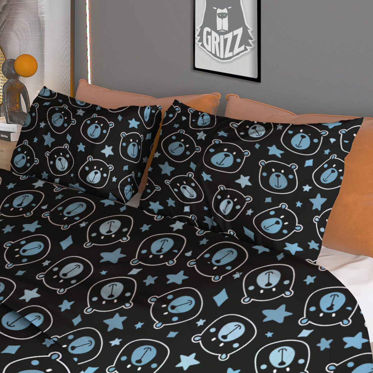 EDM Geometric Green Light Print Duvet Cover Bedding Set