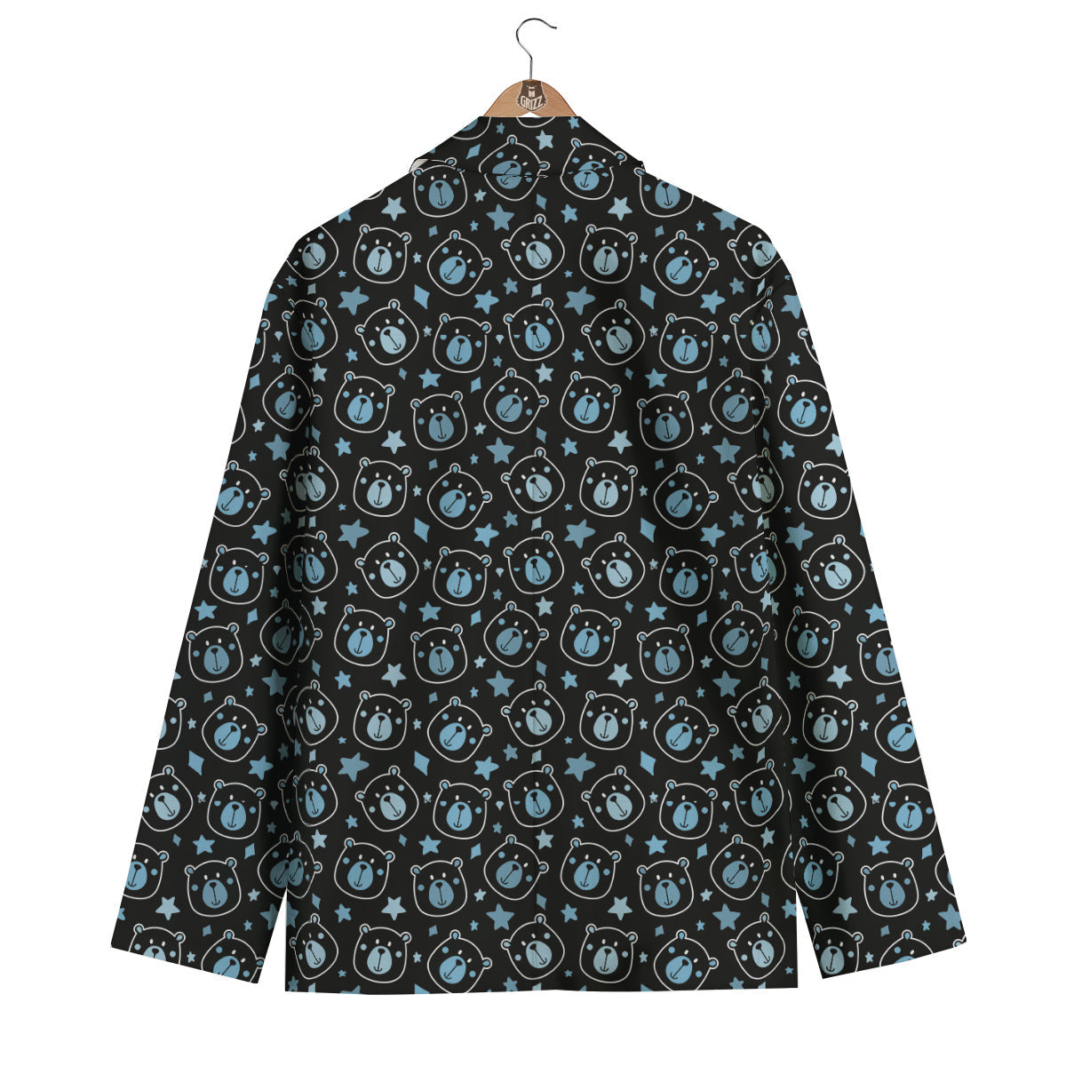 Cute Bear Black Print Pattern Men's Blazer-grizzshop
