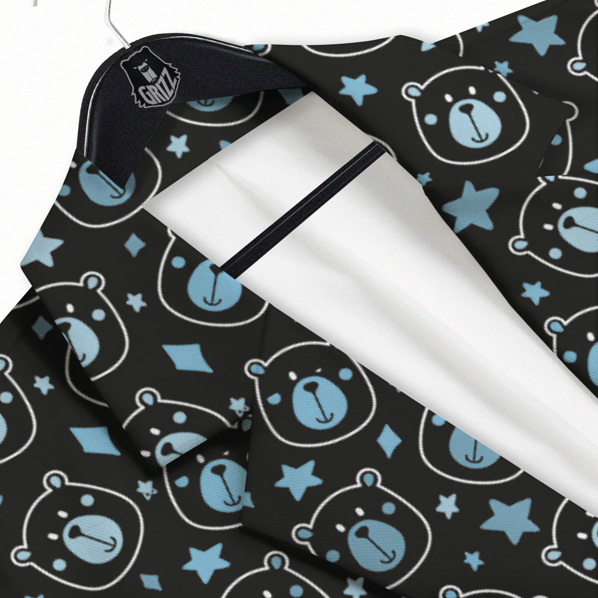 Cute Bear Black Print Pattern Men's Sport Coat-grizzshop
