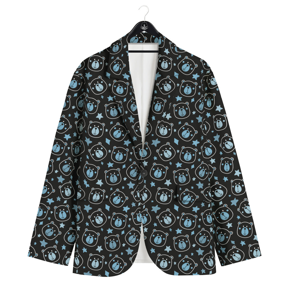 Cute Bear Black Print Pattern Men's Sport Coat-grizzshop