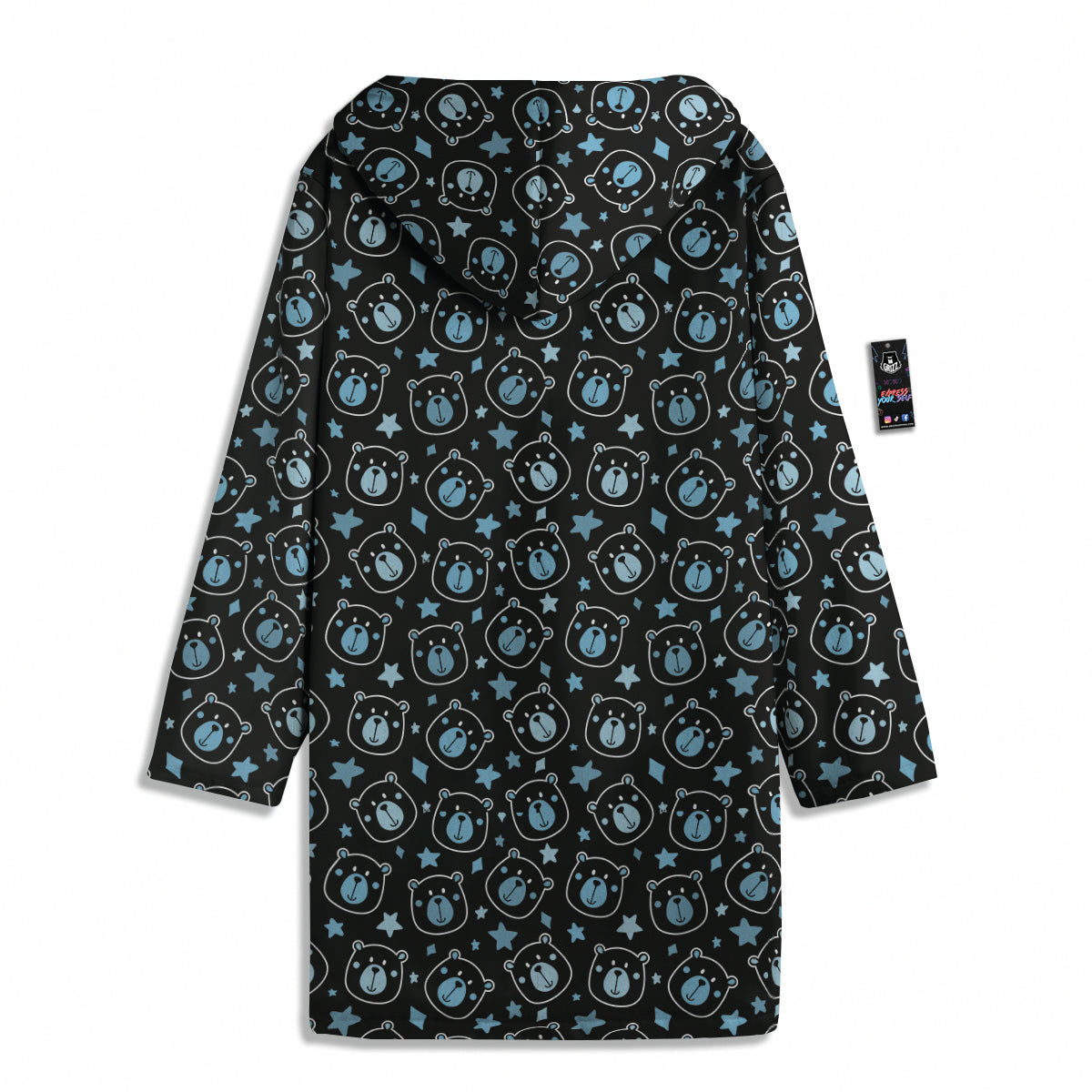 Cute Bear Black Print Pattern Men's Windbreaker Jacket-grizzshop