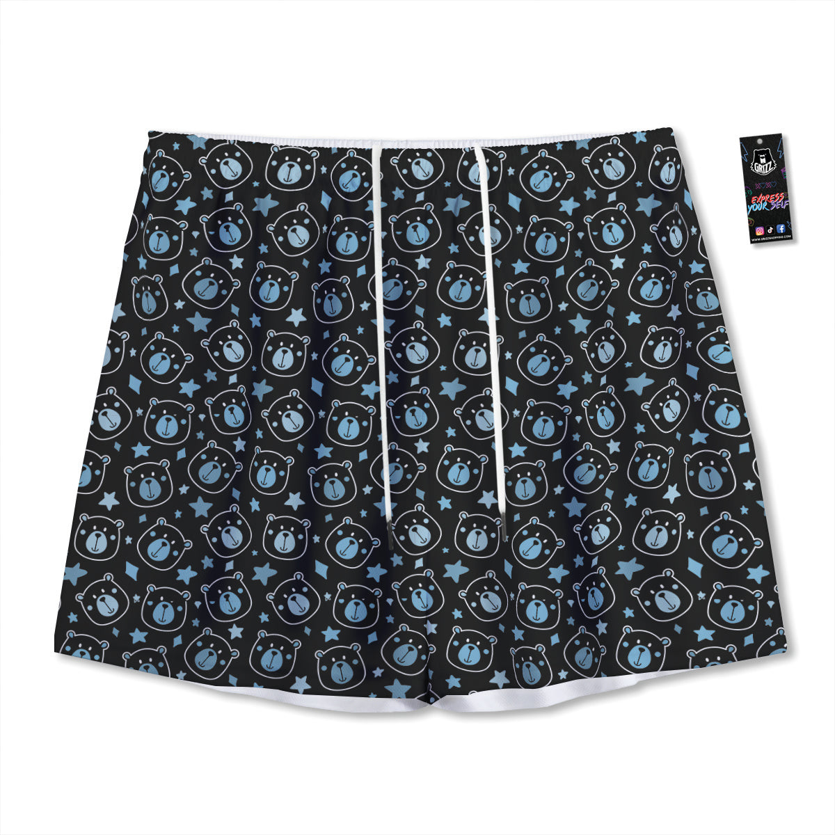 EDM Geometric Green Light Print Mesh Shorts