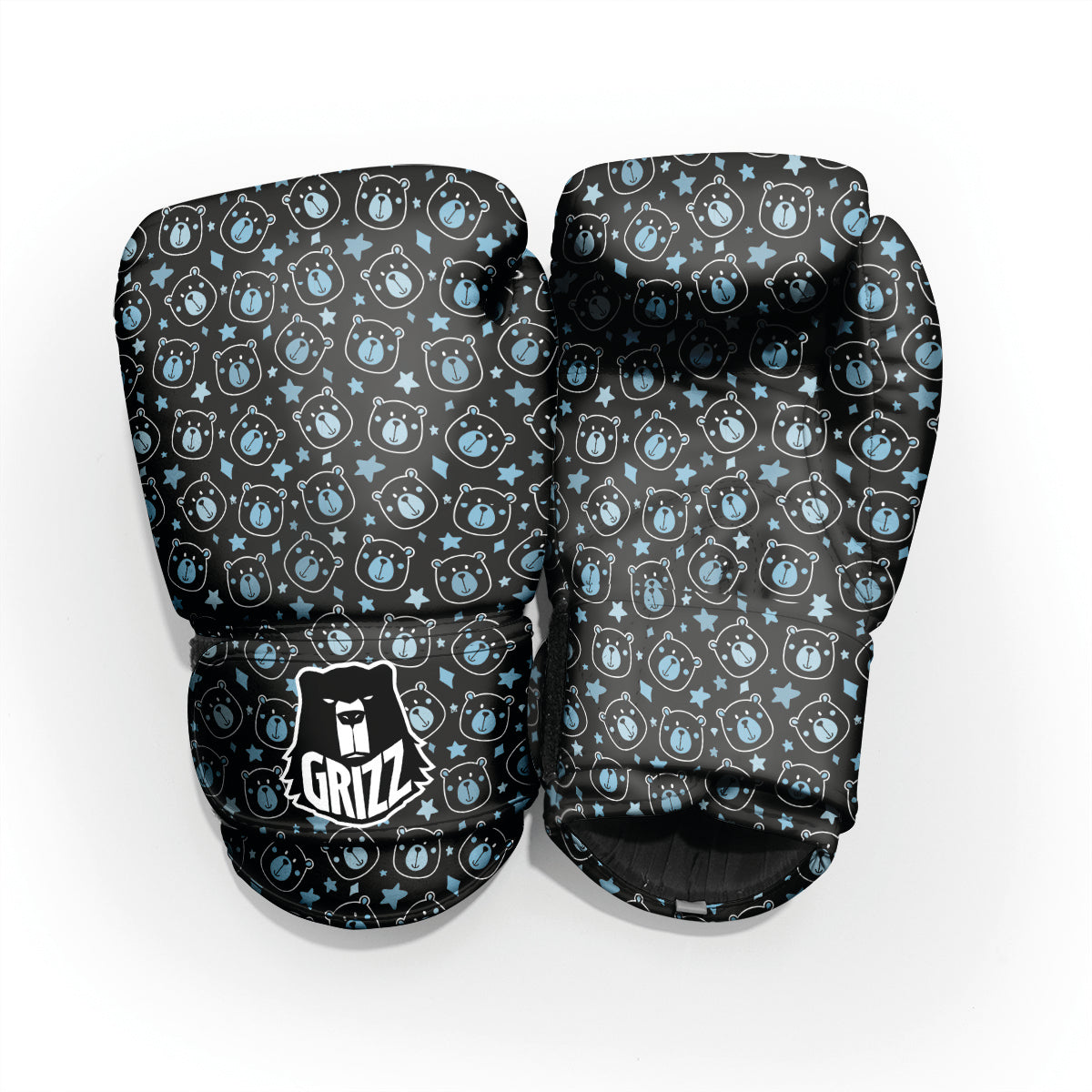 Cute Bear Black Print Pattern Pro Boxing Glove
