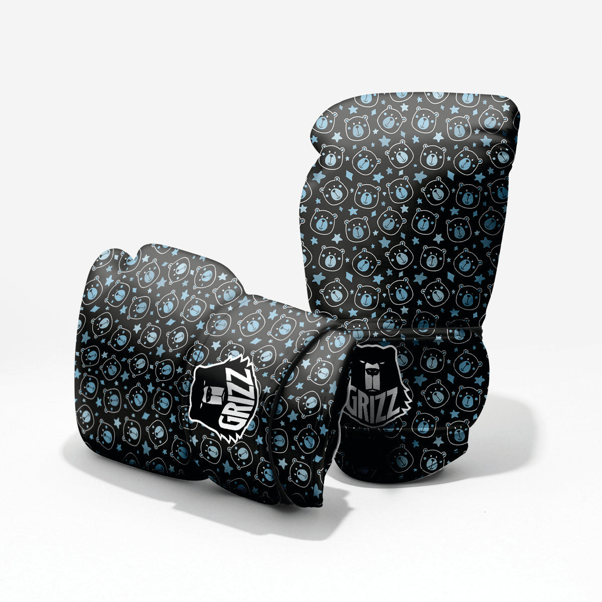 Cute Bear Black Print Pattern Pro Boxing Glove