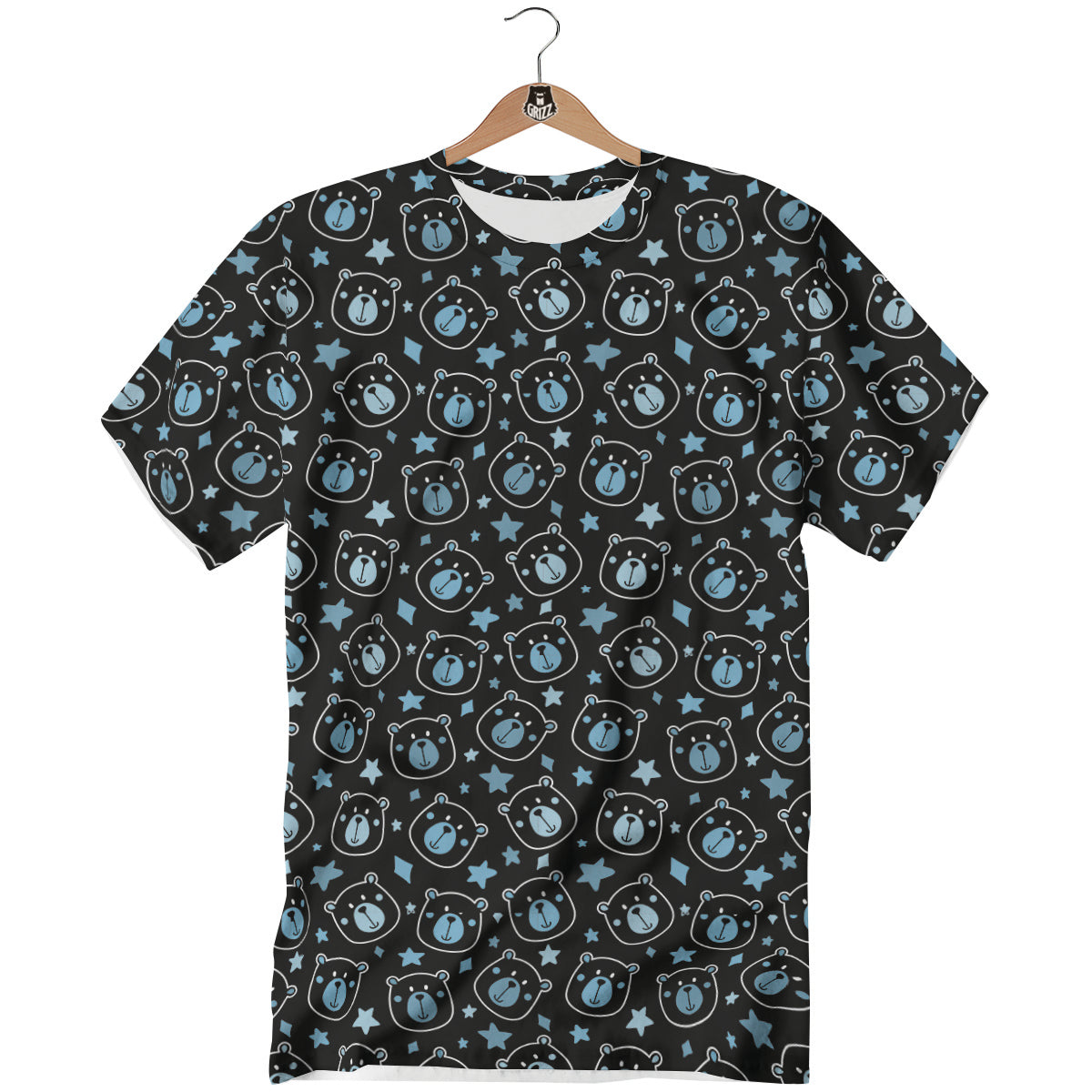 Cute Bear Black Print Pattern T-Shirt-grizzshop