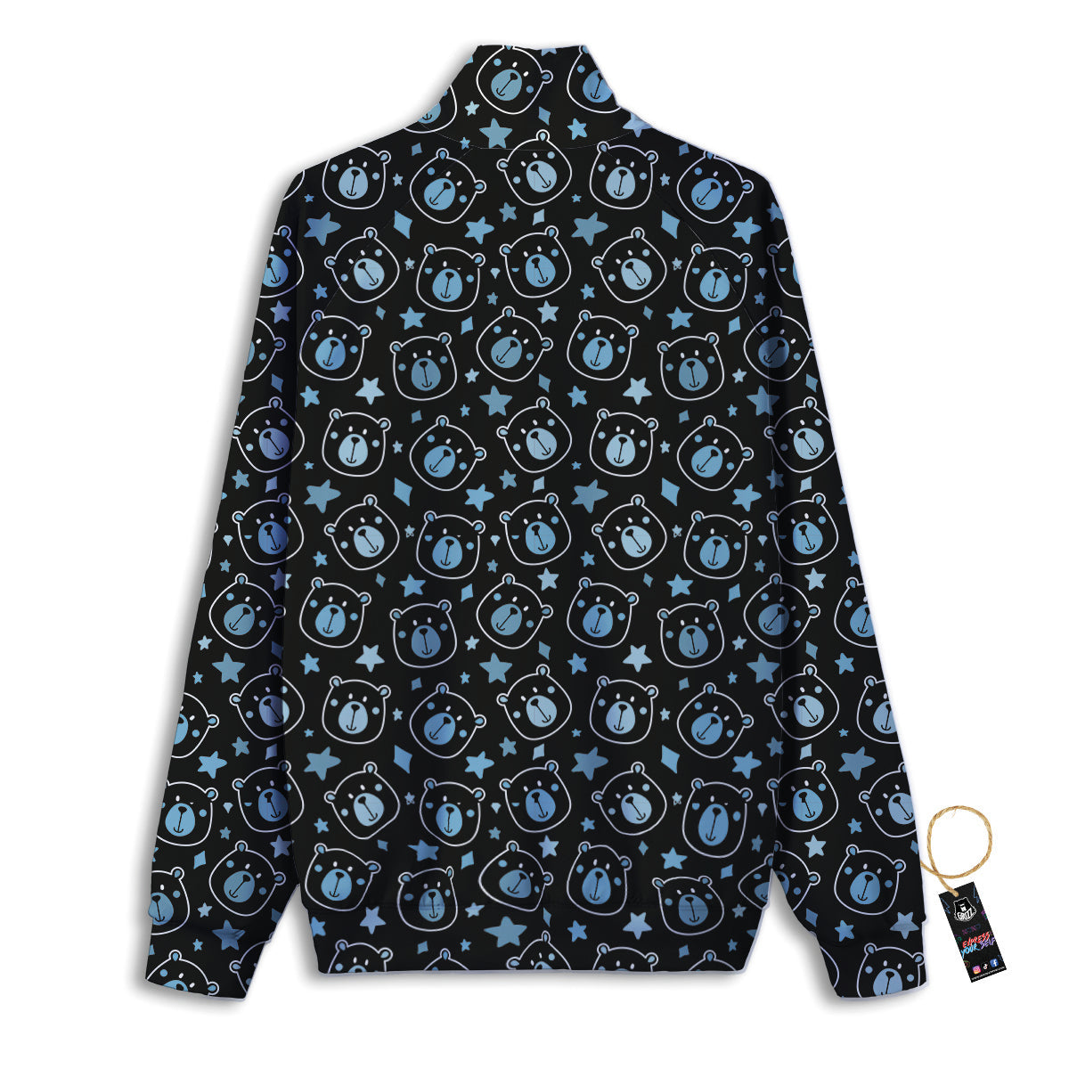 Cute Bear Black Print Pattern Track Jacket-grizzshop