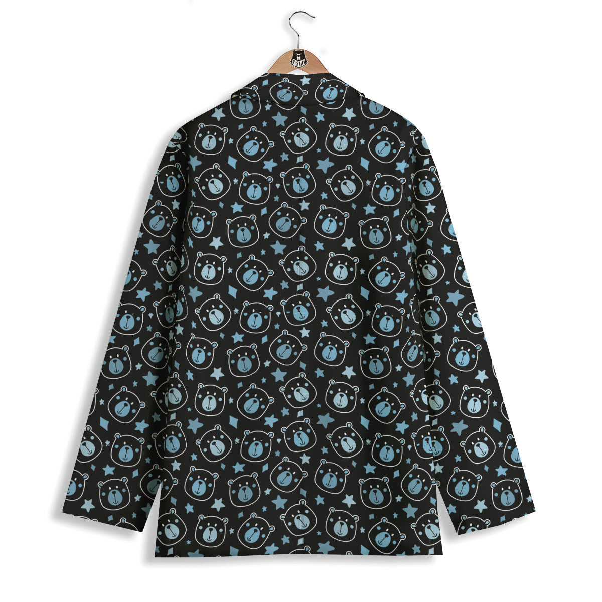 Cute Bear Black Print Pattern Women's Blazer-grizzshop