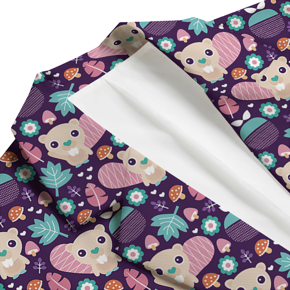 Cute Beaver Print Pattern Men's Blazer-grizzshop
