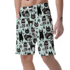 Cute Black Cat Print Men's Shorts-grizzshop