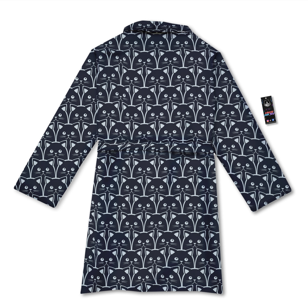 Cute Black Cat Print Pattern Bathrobe-grizzshop