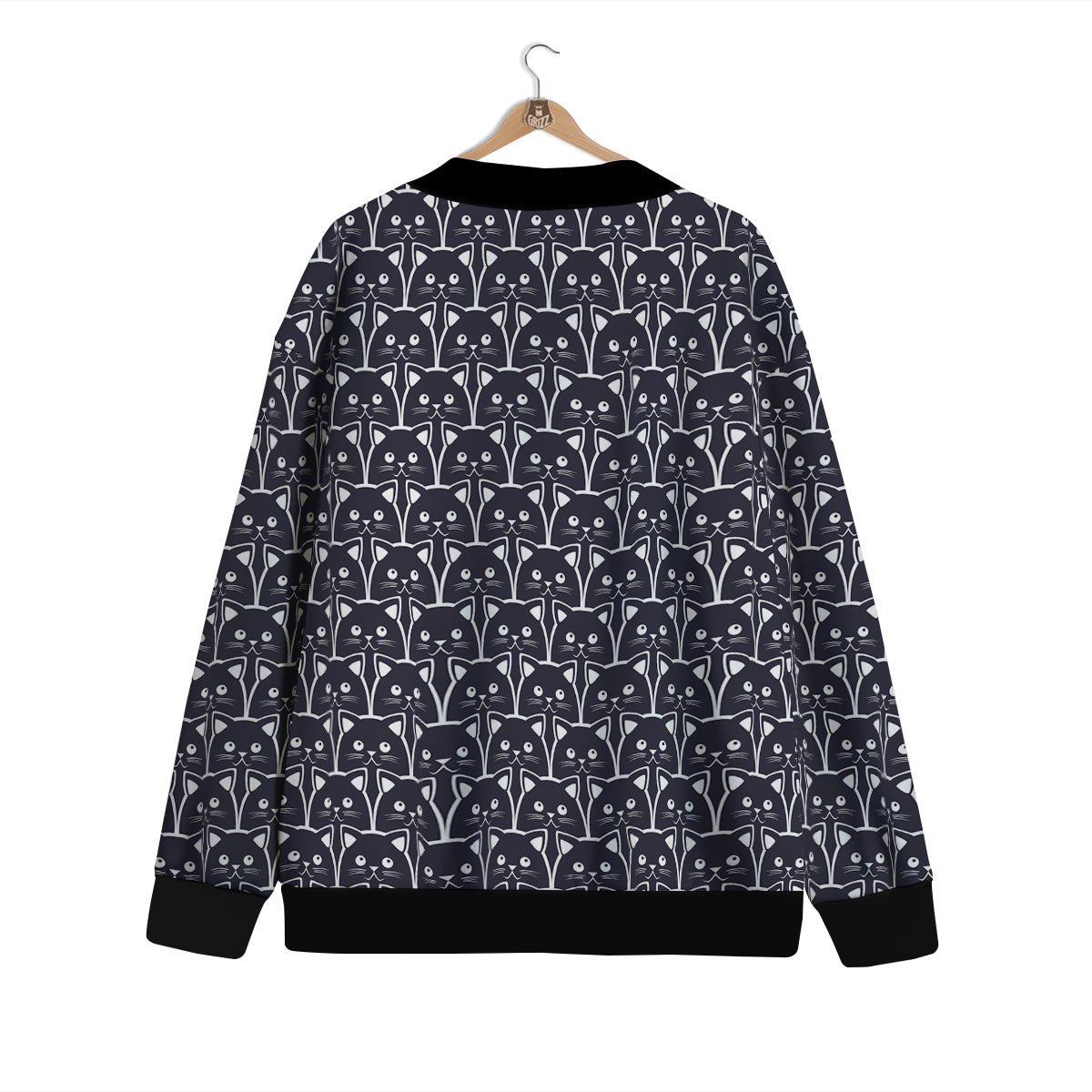 Cute Black Cat Print Pattern Cardigan-grizzshop