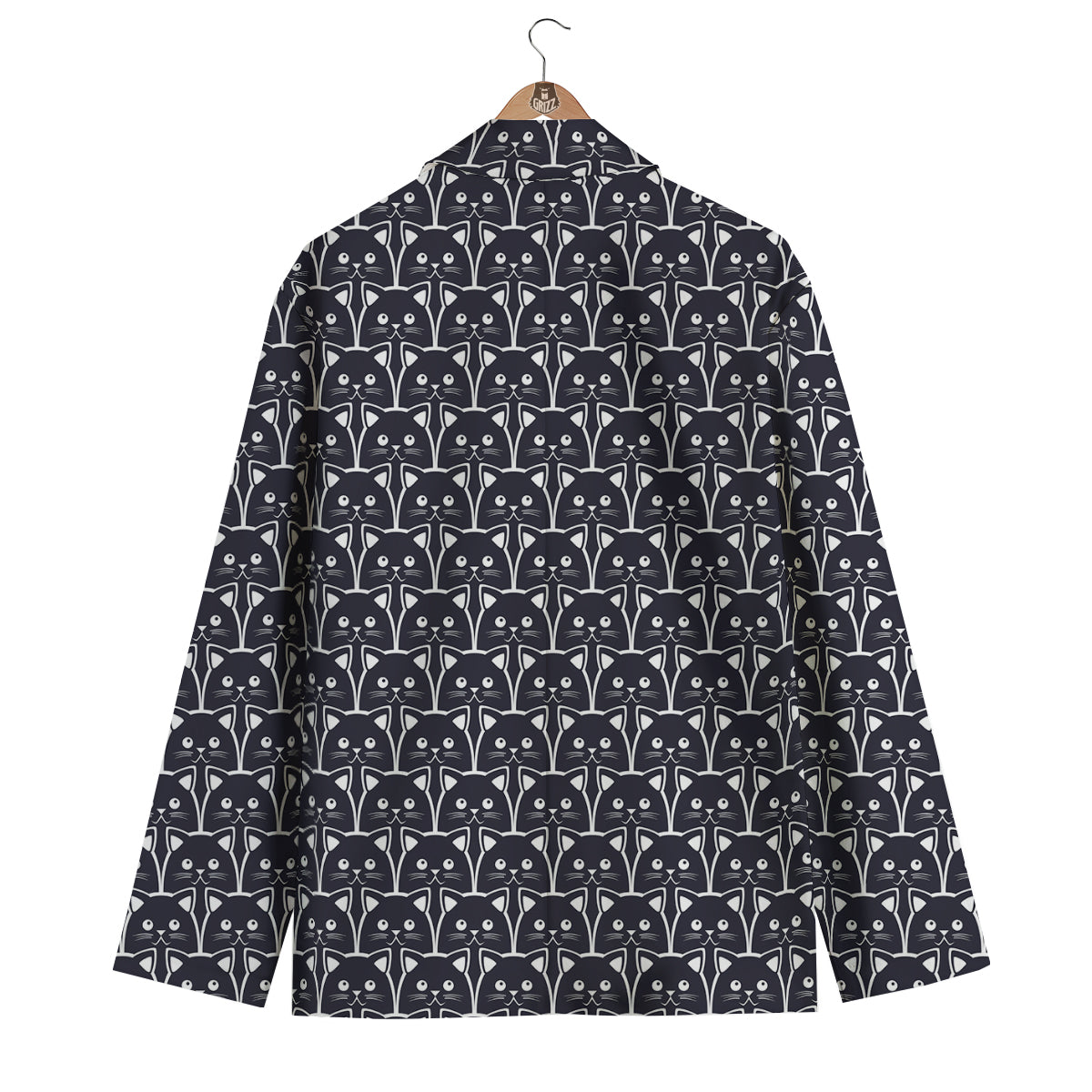 Cute Black Cat Print Pattern Men's Blazer-grizzshop