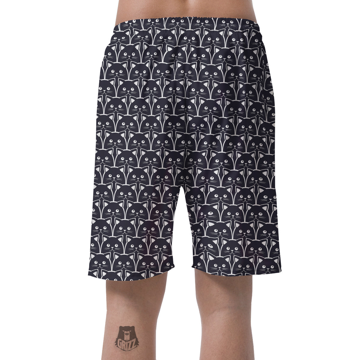 Cute Black Cat Print Pattern Men's Shorts-grizzshop
