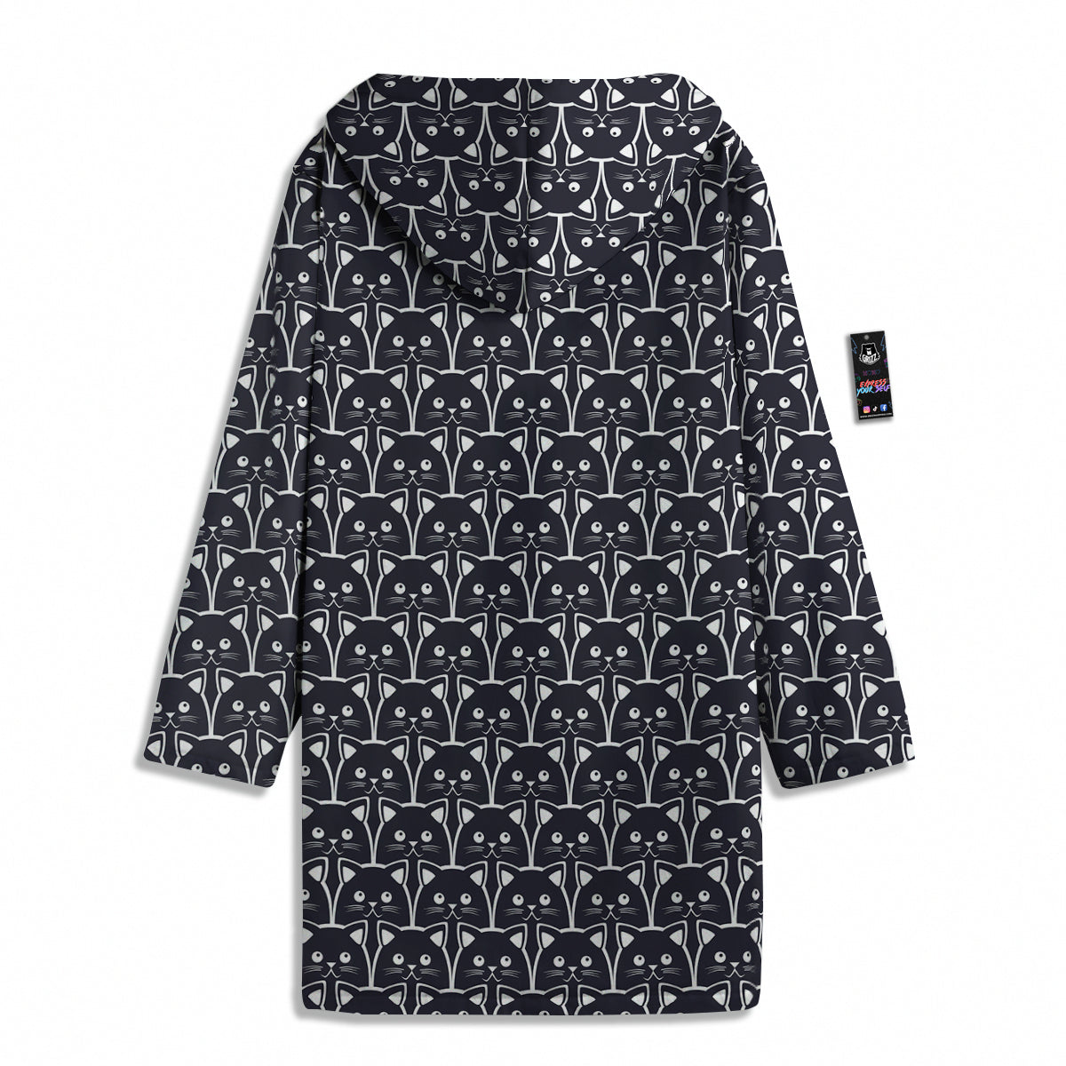 Cute Black Cat Print Pattern Men's Windbreaker Jacket-grizzshop