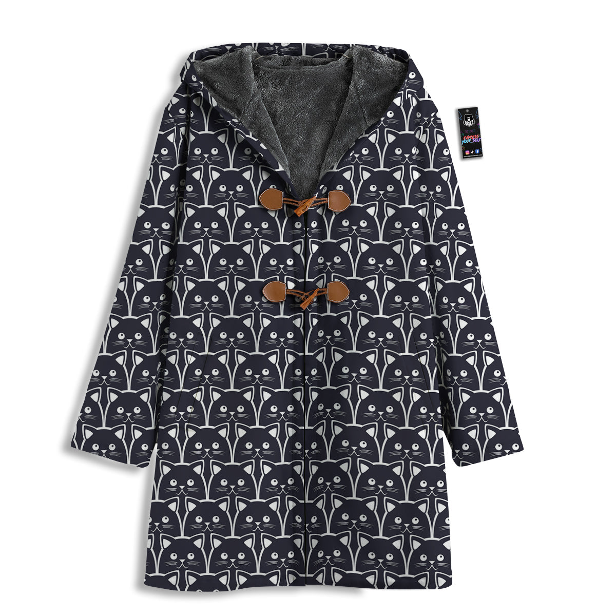 Cute Black Cat Print Pattern Men's Windbreaker Jacket-grizzshop