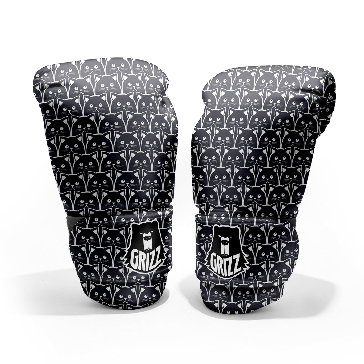 Cute Black Cat Print Pattern Pro Boxing Glove