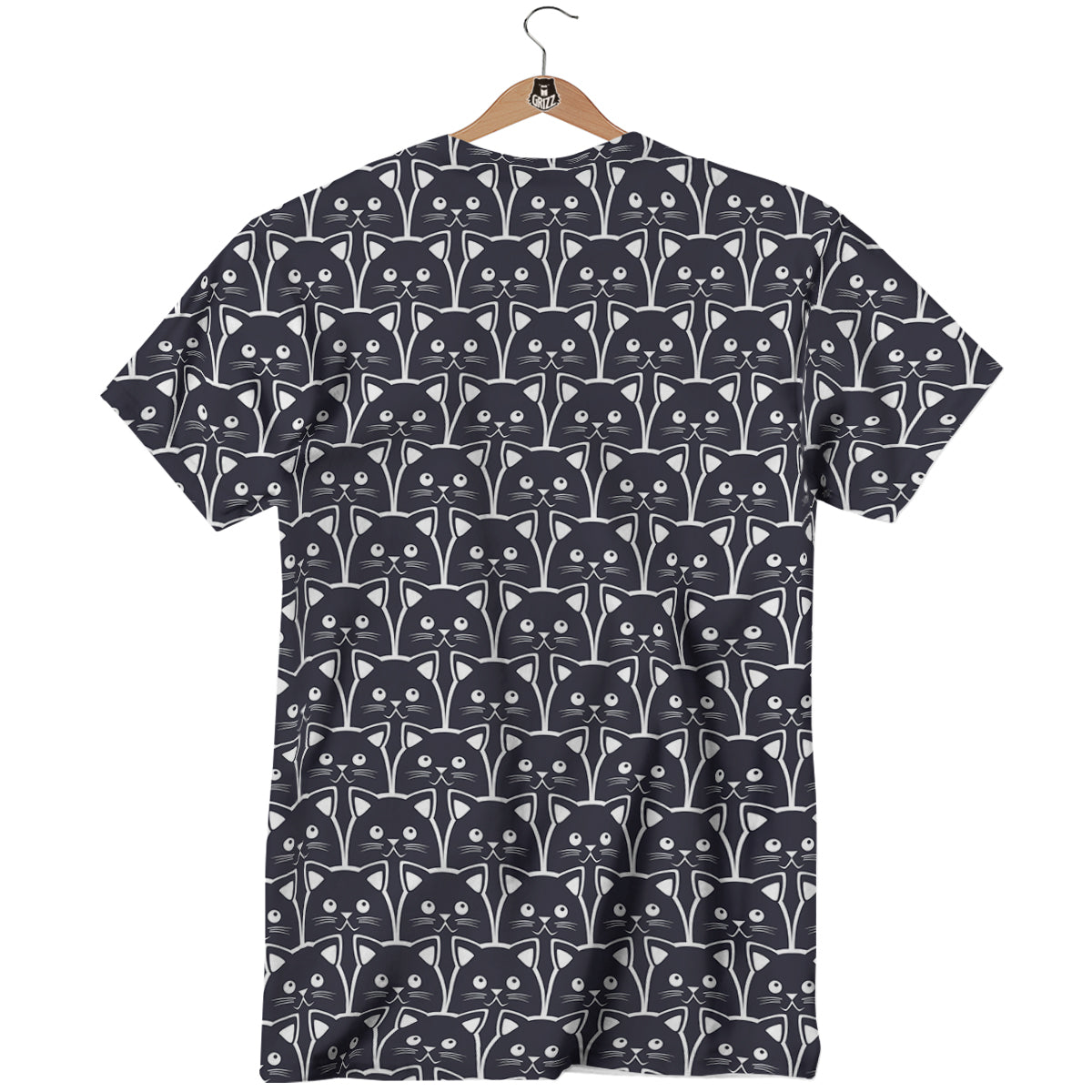 Cute Black Cat Print Pattern T-Shirt-grizzshop