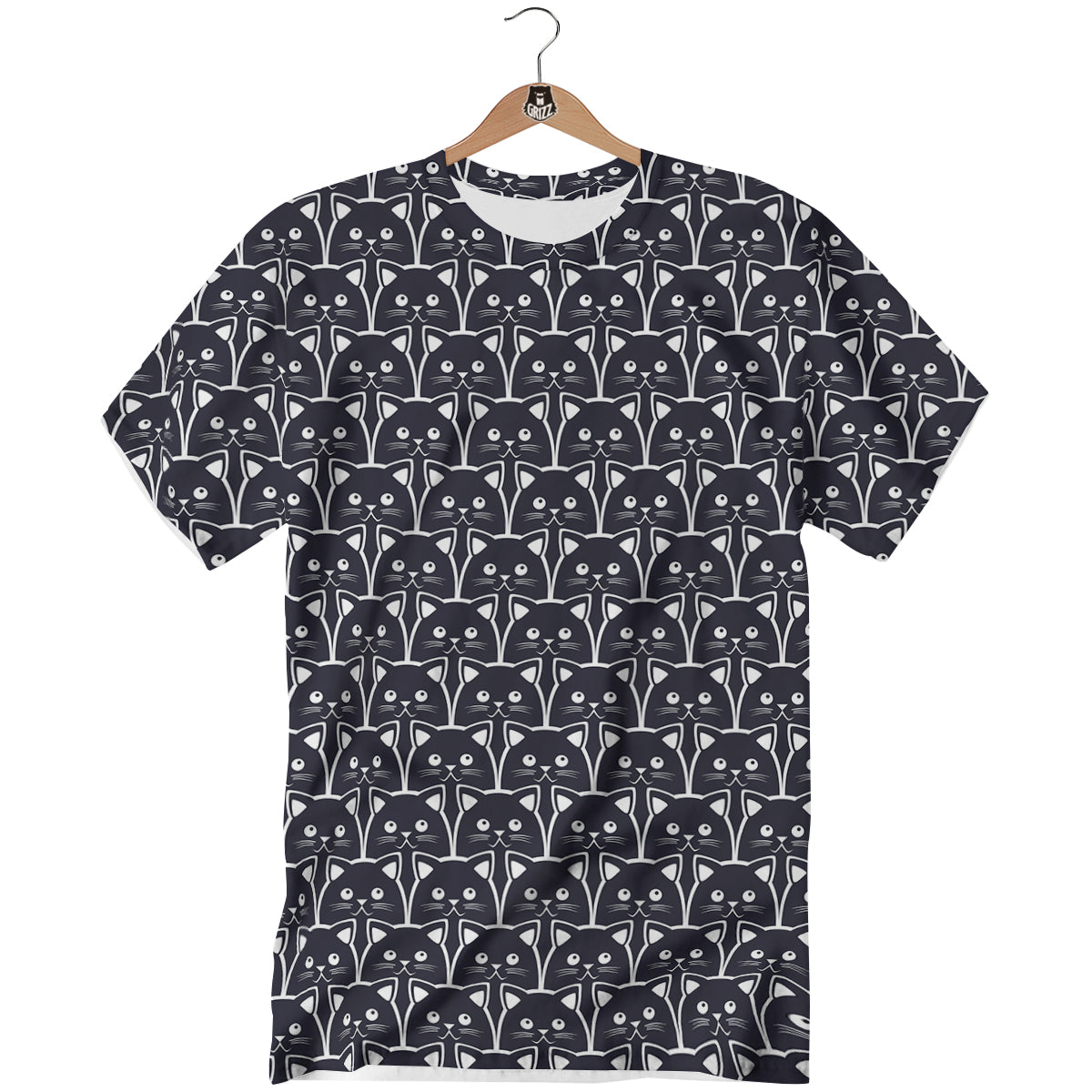 Cute Black Cat Print Pattern T-Shirt-grizzshop