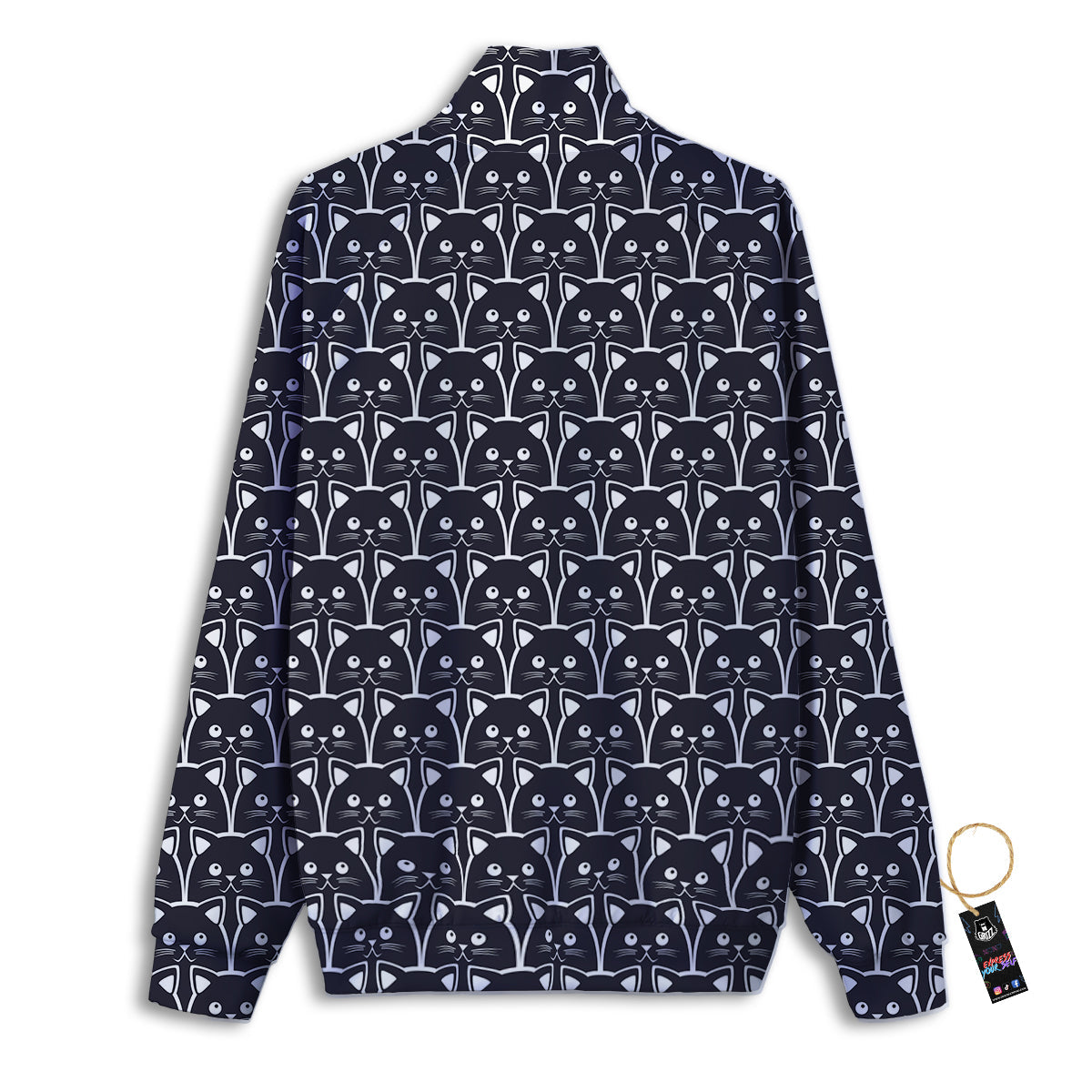Cute Black Cat Print Pattern Track Jacket-grizzshop