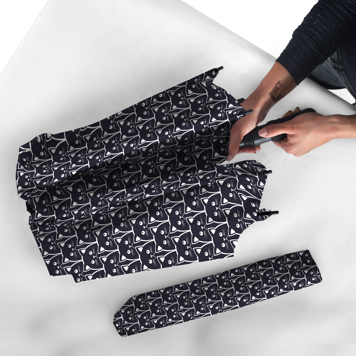 Cute Black Cat Print Pattern Umbrella-grizzshop