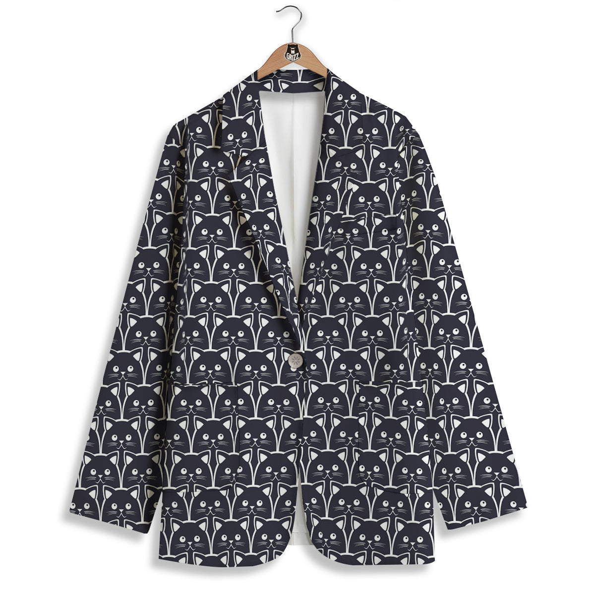 Cute Black Cat Print Pattern Women's Blazer-grizzshop
