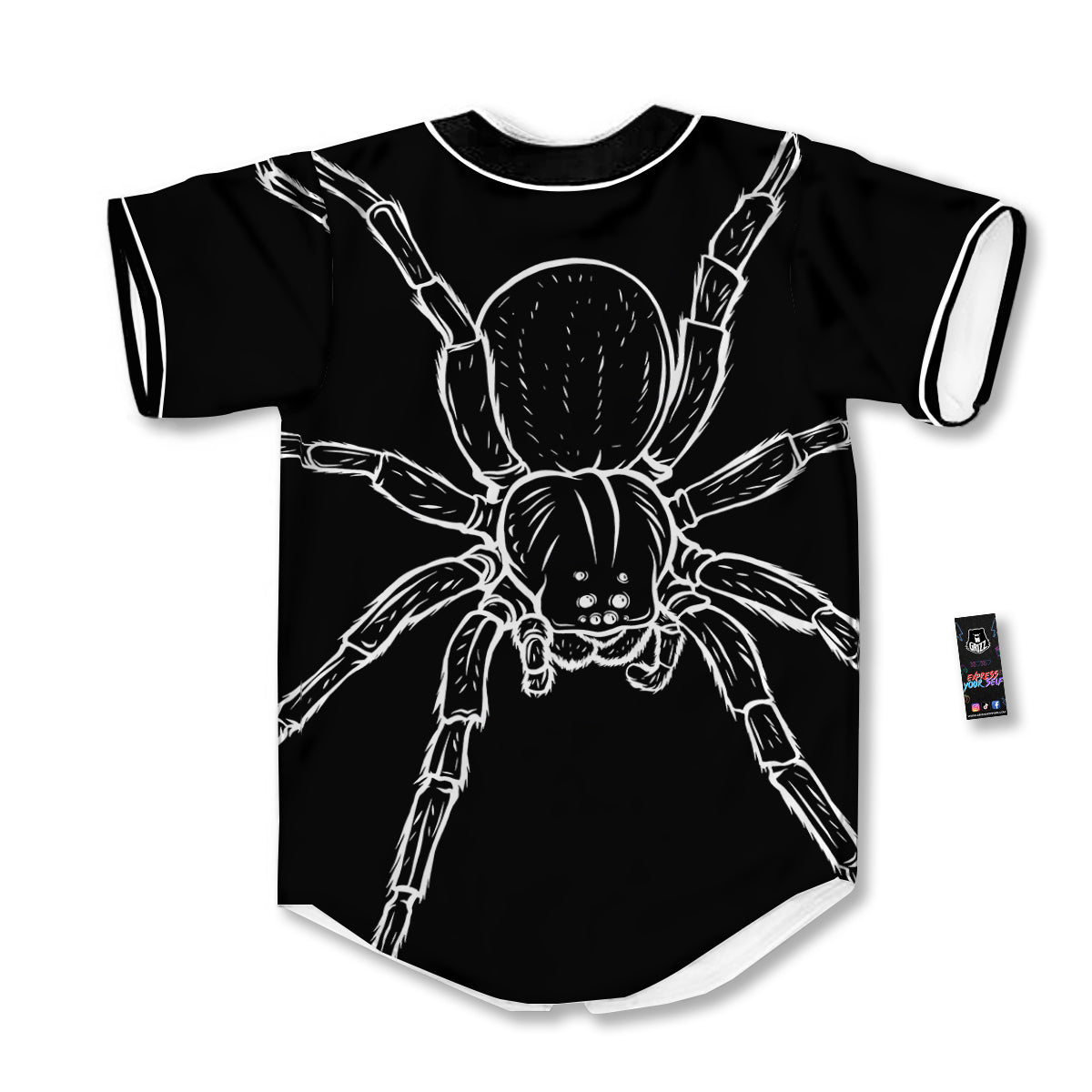 Cute Black White Spider Cartoon Print Baseball Jersey-grizzshop