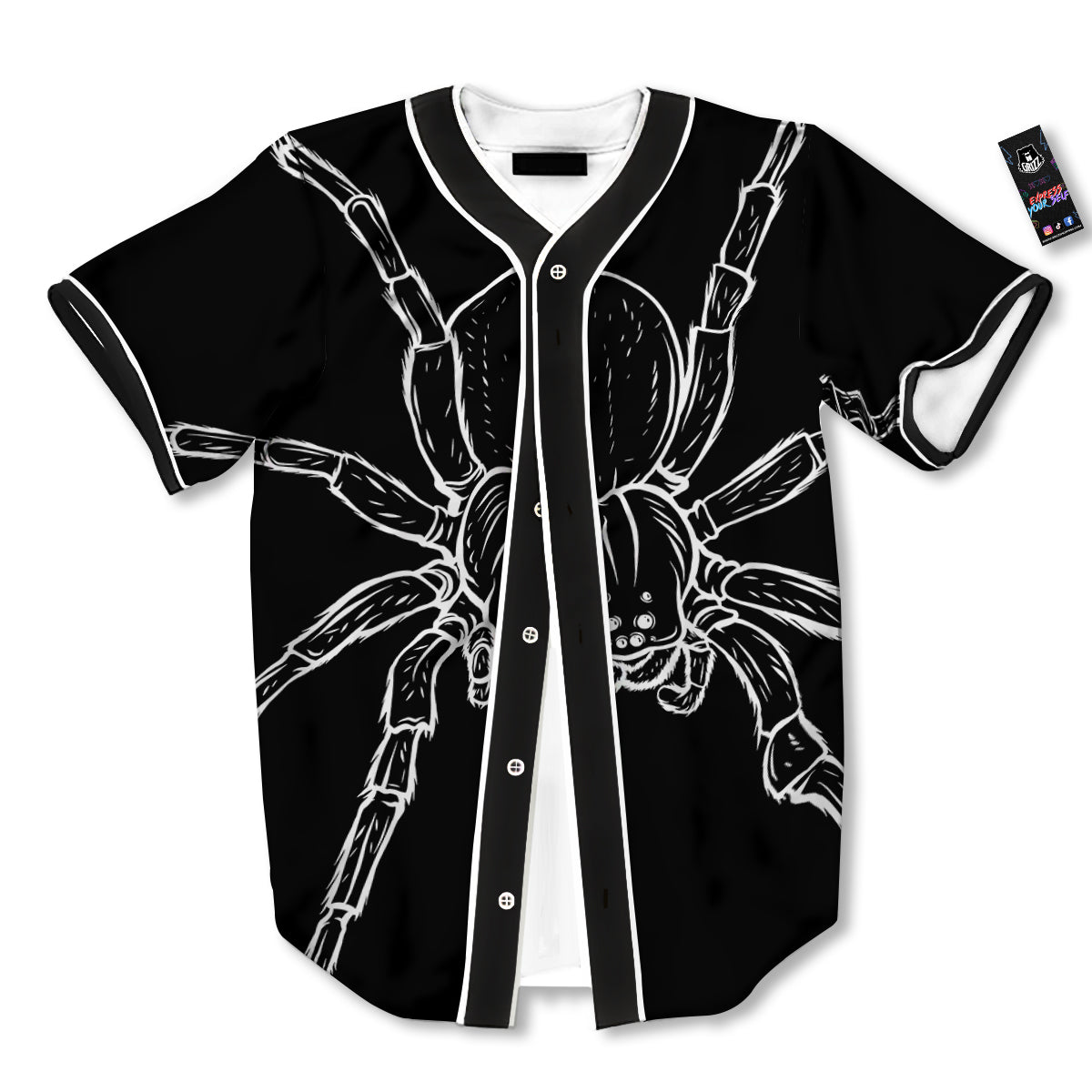 Cute Black White Spider Cartoon Print Baseball Jersey-grizzshop