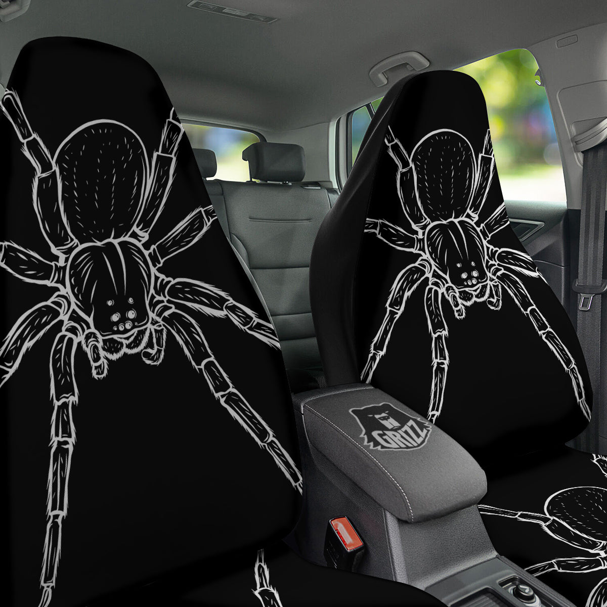 Cute Black White Spider Cartoon Print Car Seat Covers-grizzshop