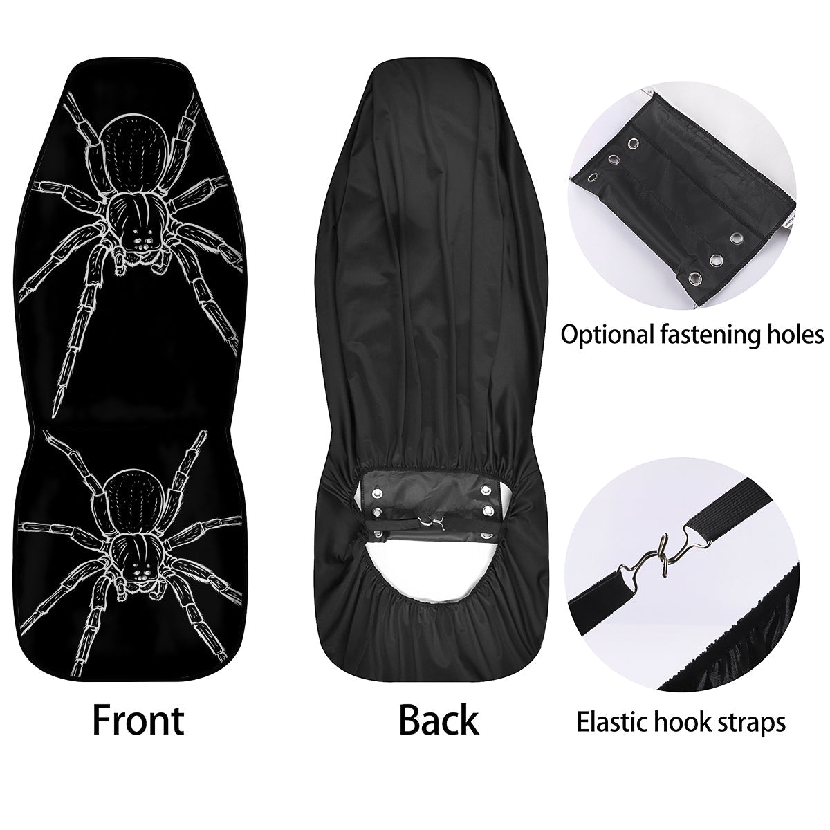 Cute Black White Spider Cartoon Print Car Seat Covers-grizzshop