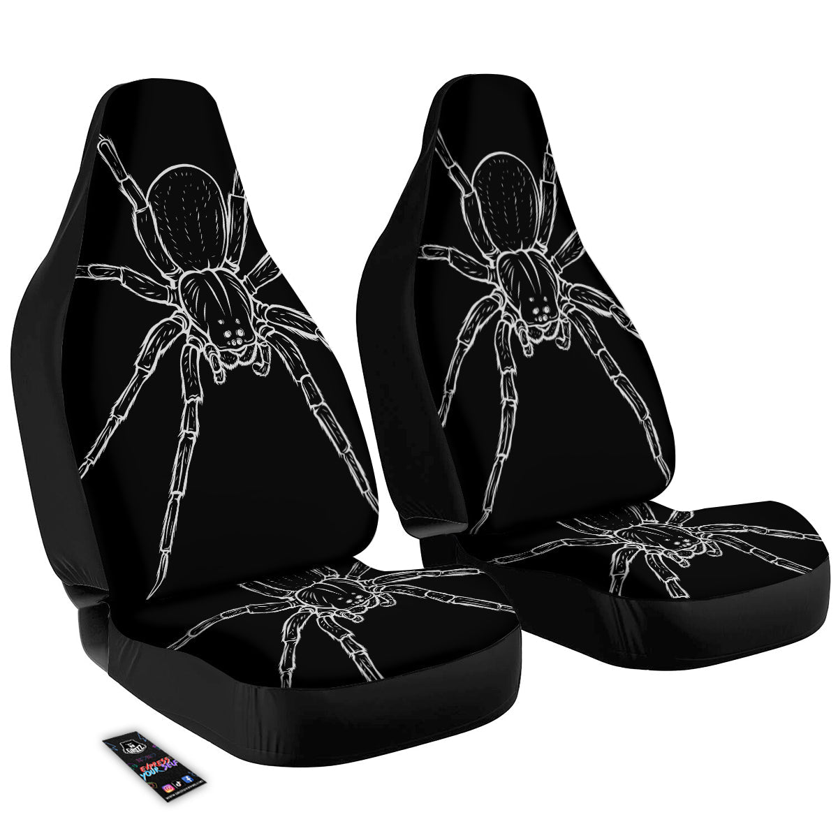 Cute Black White Spider Cartoon Print Car Seat Covers-grizzshop