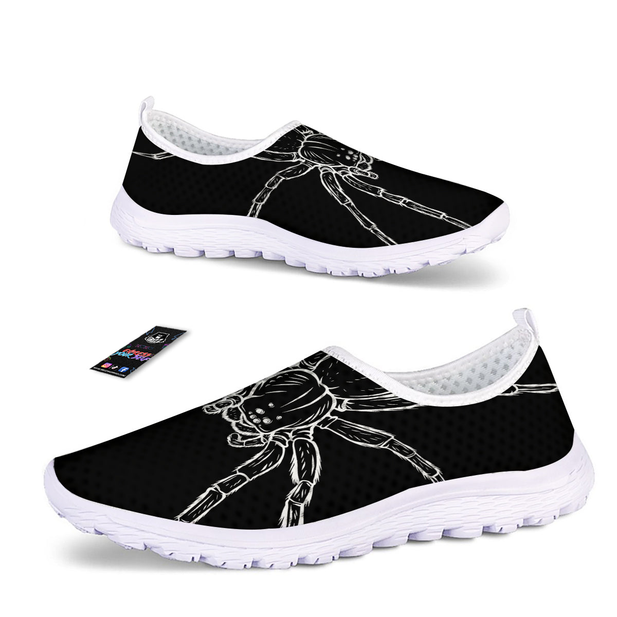 Cute Black White Spider Cartoon Print Nurse Shoes-grizzshop