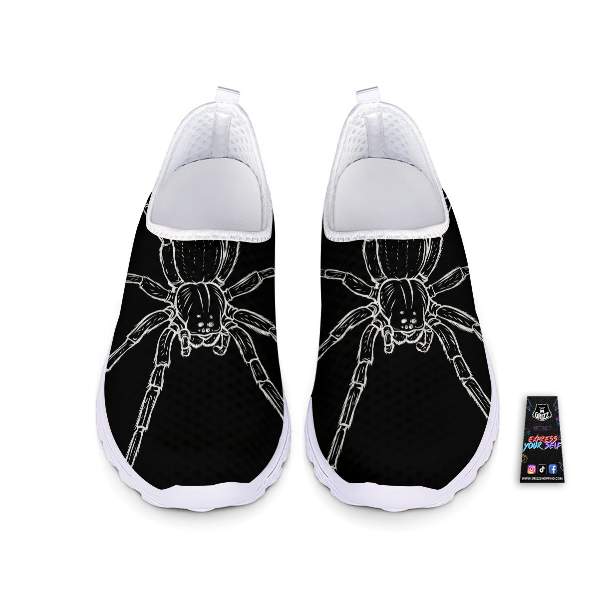 Cute Black White Spider Cartoon Print Nurse Shoes-grizzshop
