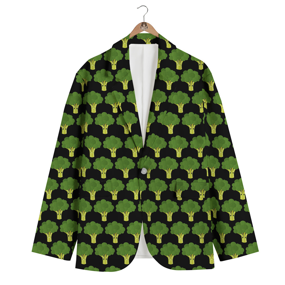 Cute Broccoli Print Pattern Men's Blazer-grizzshop