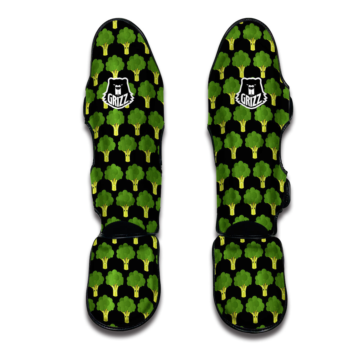 Cute Broccoli Print Pattern Muay Thai Shin Guards-grizzshop