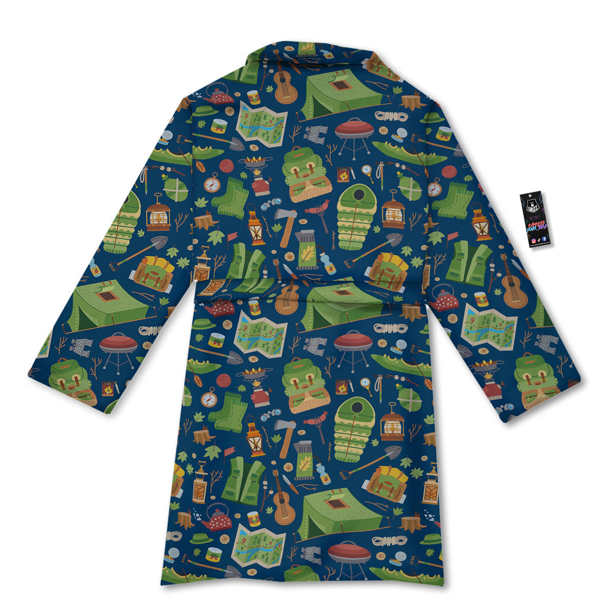 Cute Camping Equipment Print Pattern Bathrobe-grizzshop